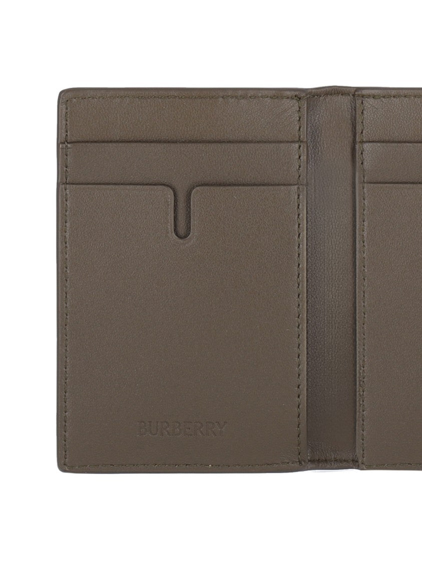 Burberry "Check" Bi-Fold Card Holder, In Beige Fabric