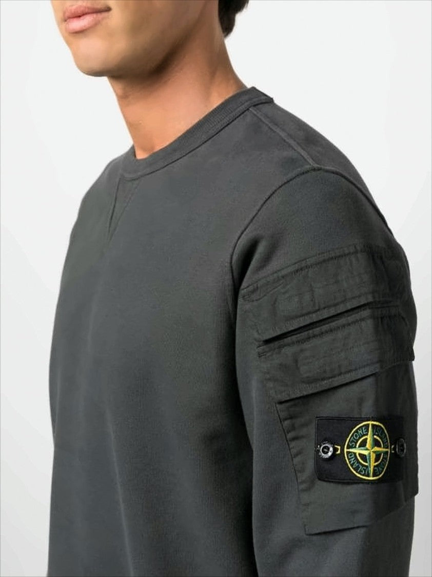 Stone Island Relaxed Fit Long-Sleeve Sweatshirt With Compass Logo Patches