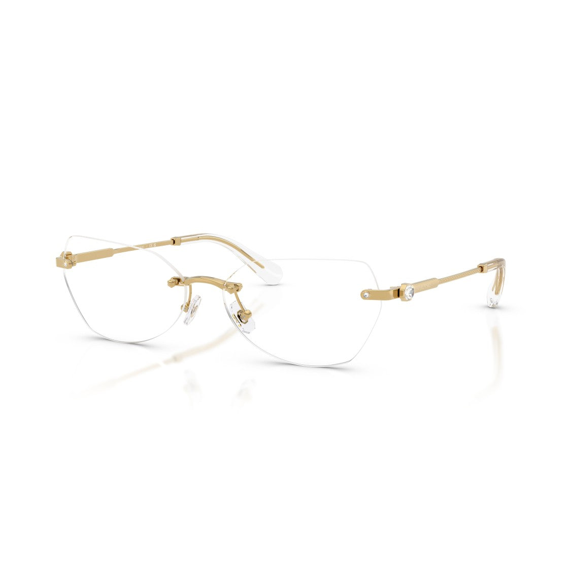 Swarovski 0Sk1031 Rimless Gold Metal Eyeglasses With Textured Temples