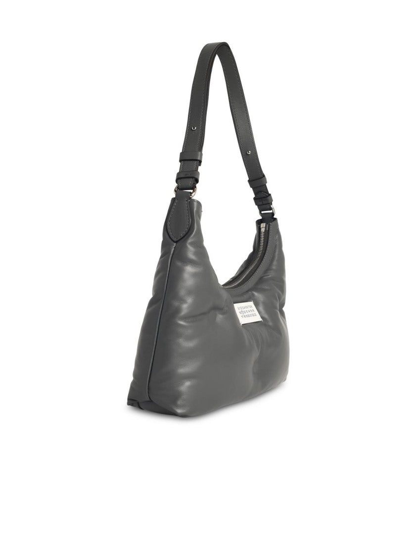 Maison Margiela Hobo Glam Slam' Small Bag In Pebble Grey Leather