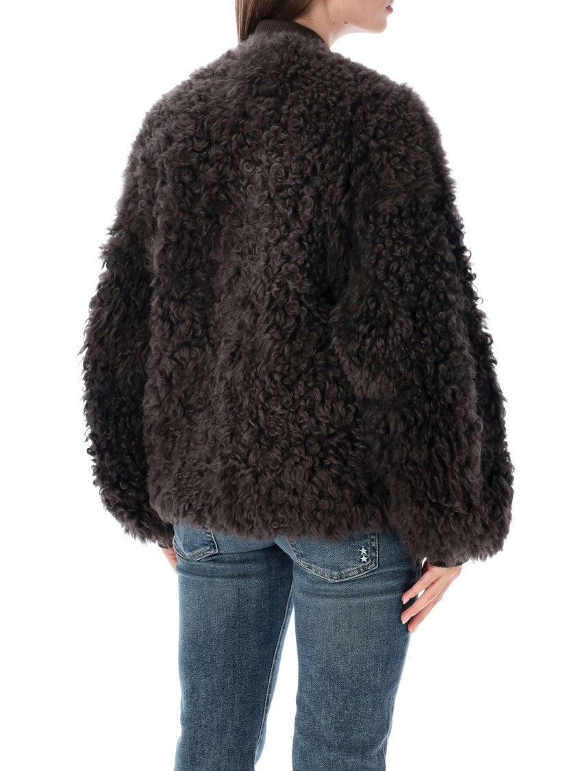 Sword Shearling Zip Bomber Jacket