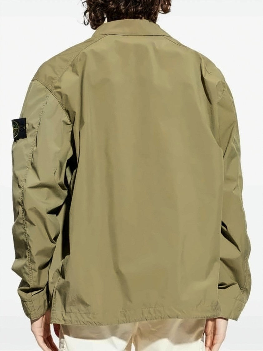 Stone Island Lightweight Brown Jacket With Button-Up Front