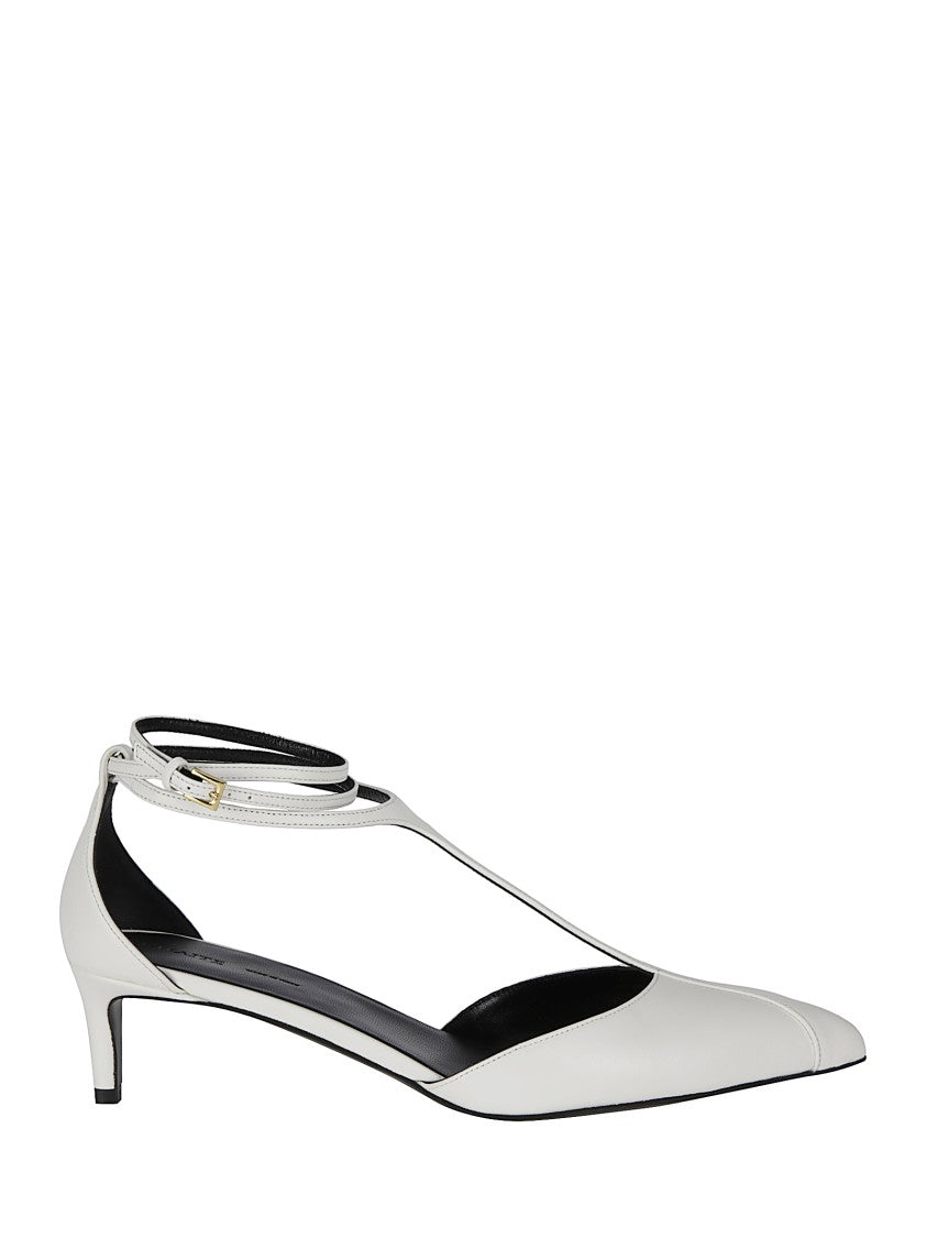 Khaite White Leather Low Heel Sandal