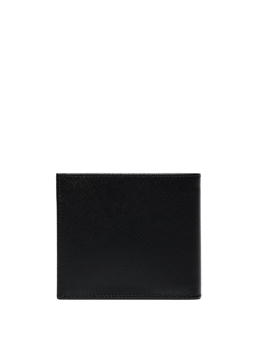 Prada Black Portafoglio Saffiano Leather Bill Wallet