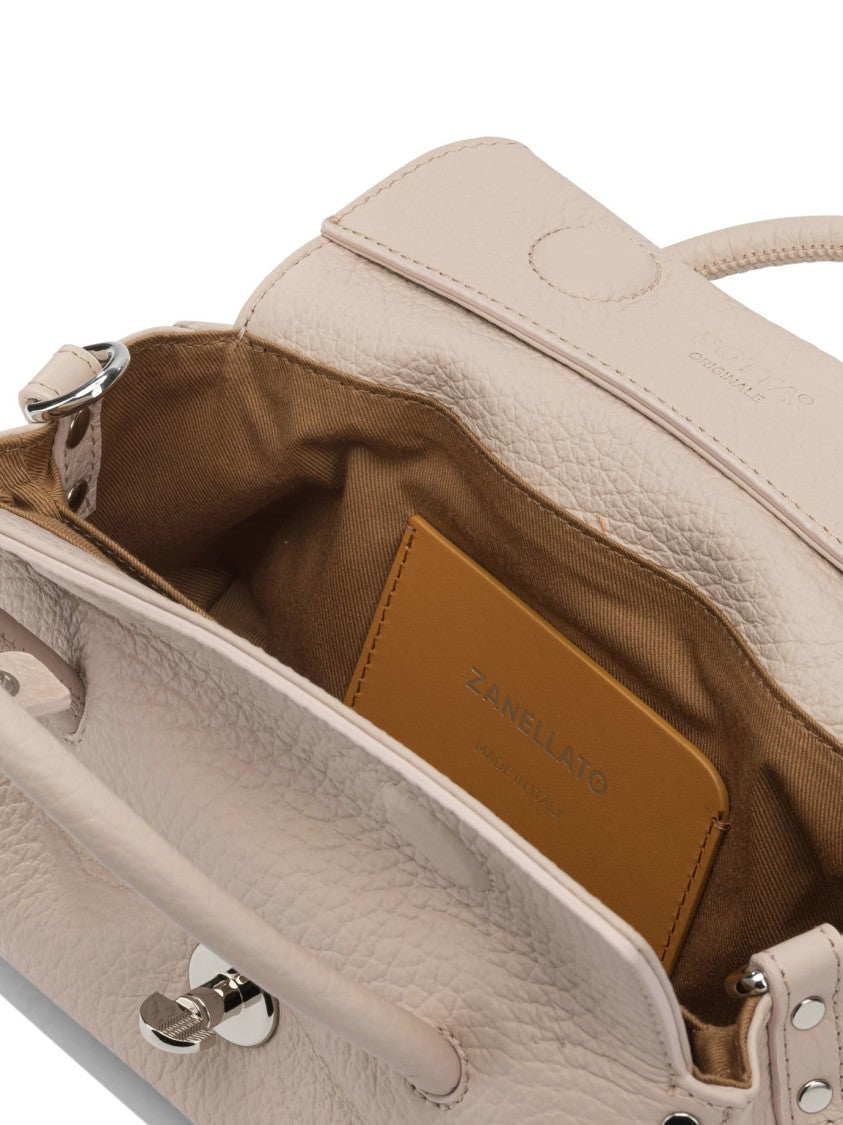 Zanellato Textured Ovine Leather Structured Handbag With Silver Detailing