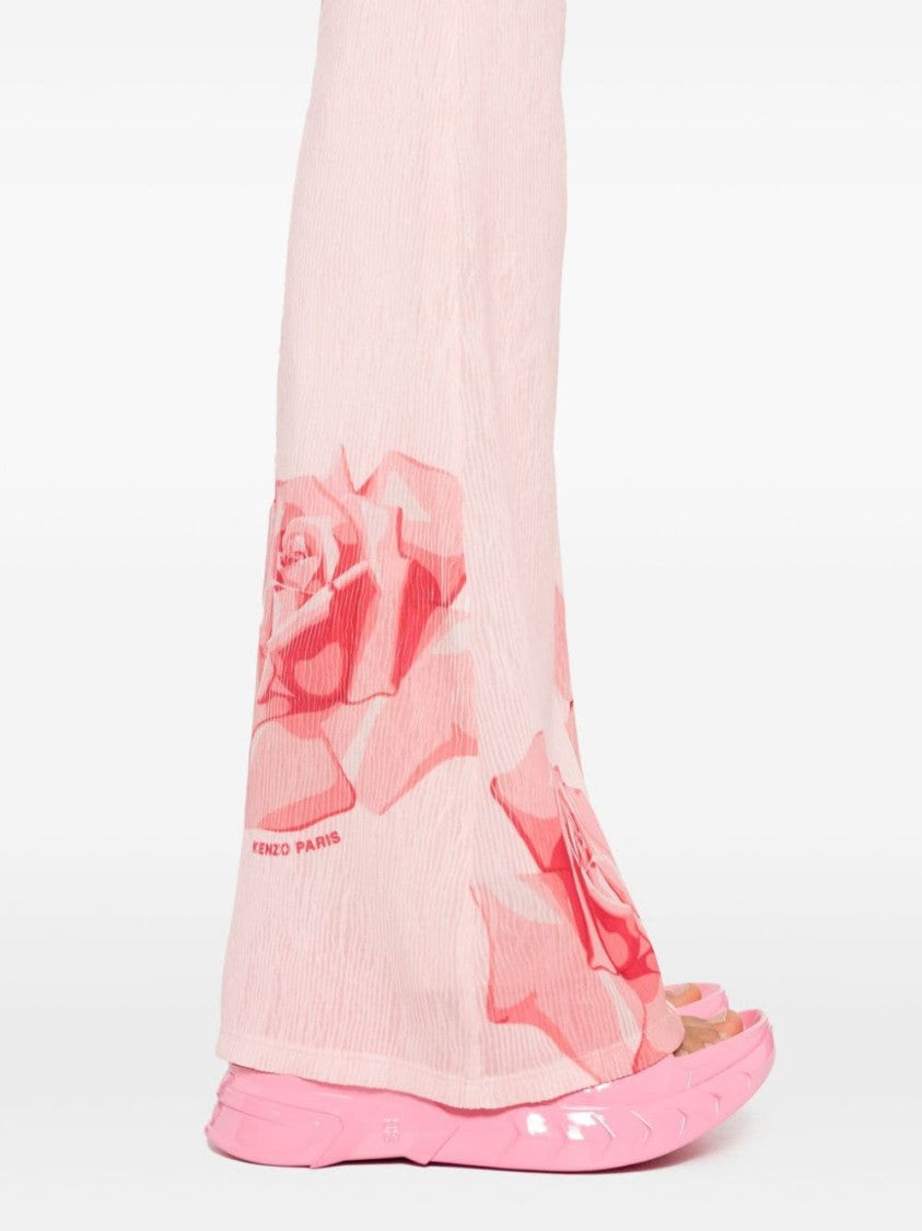 Kenzo Flared Rose Print Trousers