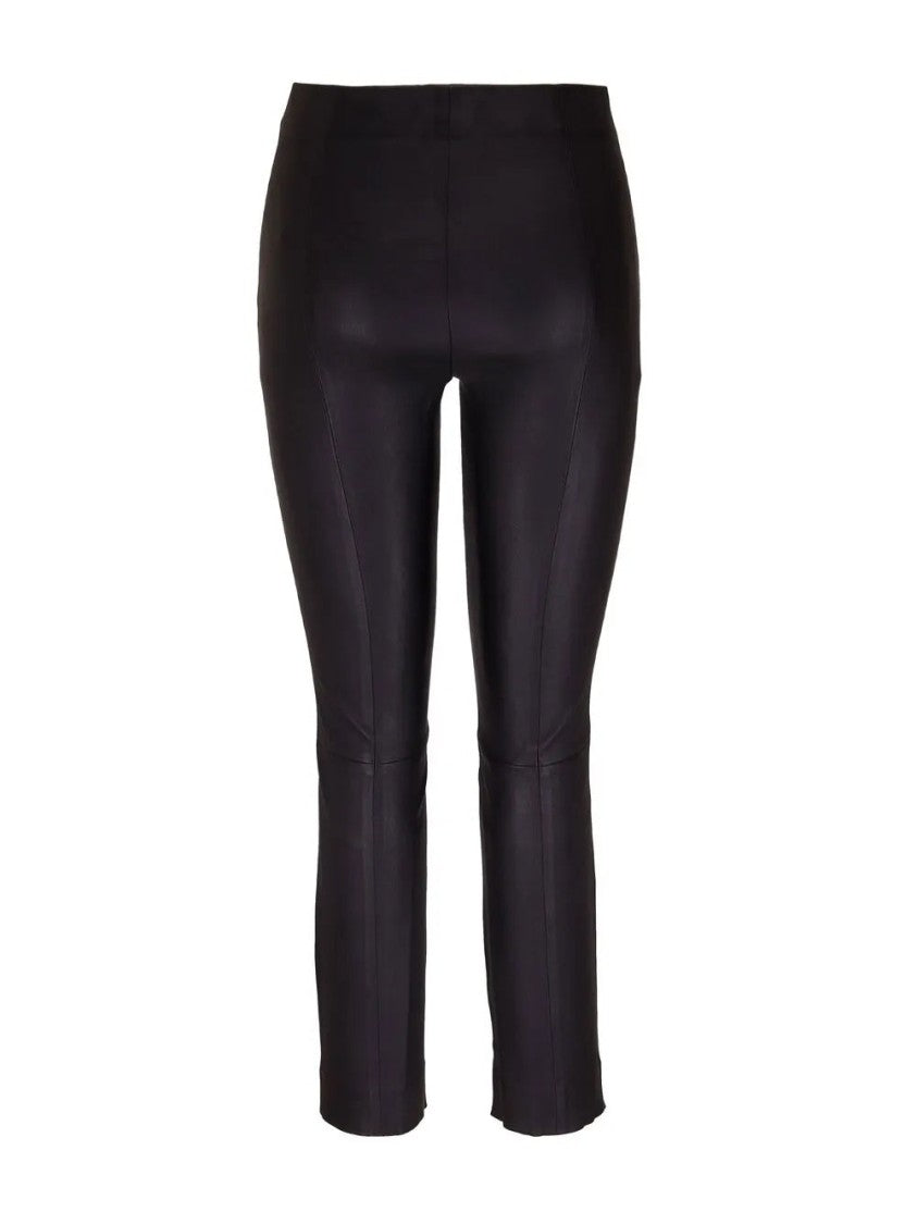 Vince Cropped Black Leggings In Sheep Leather