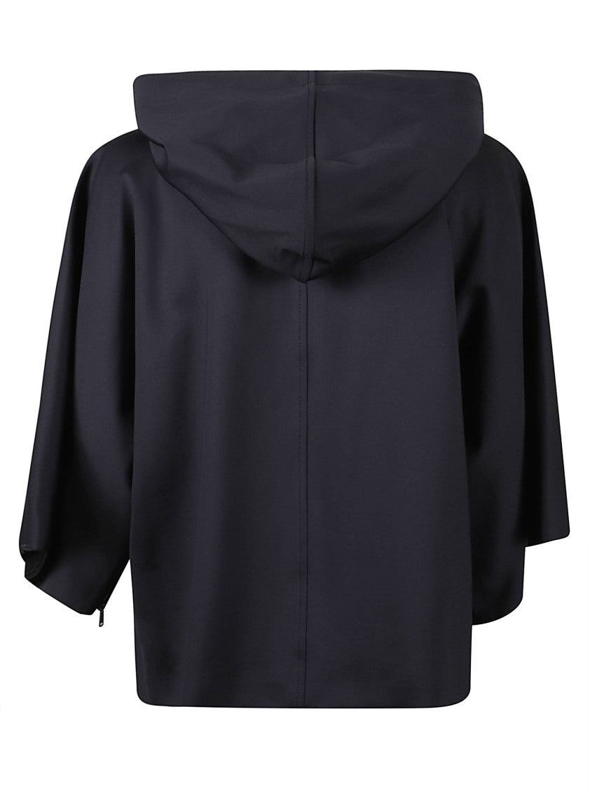Max Mara Boxy Cropped Jacket With Hood And Wide Sleeves