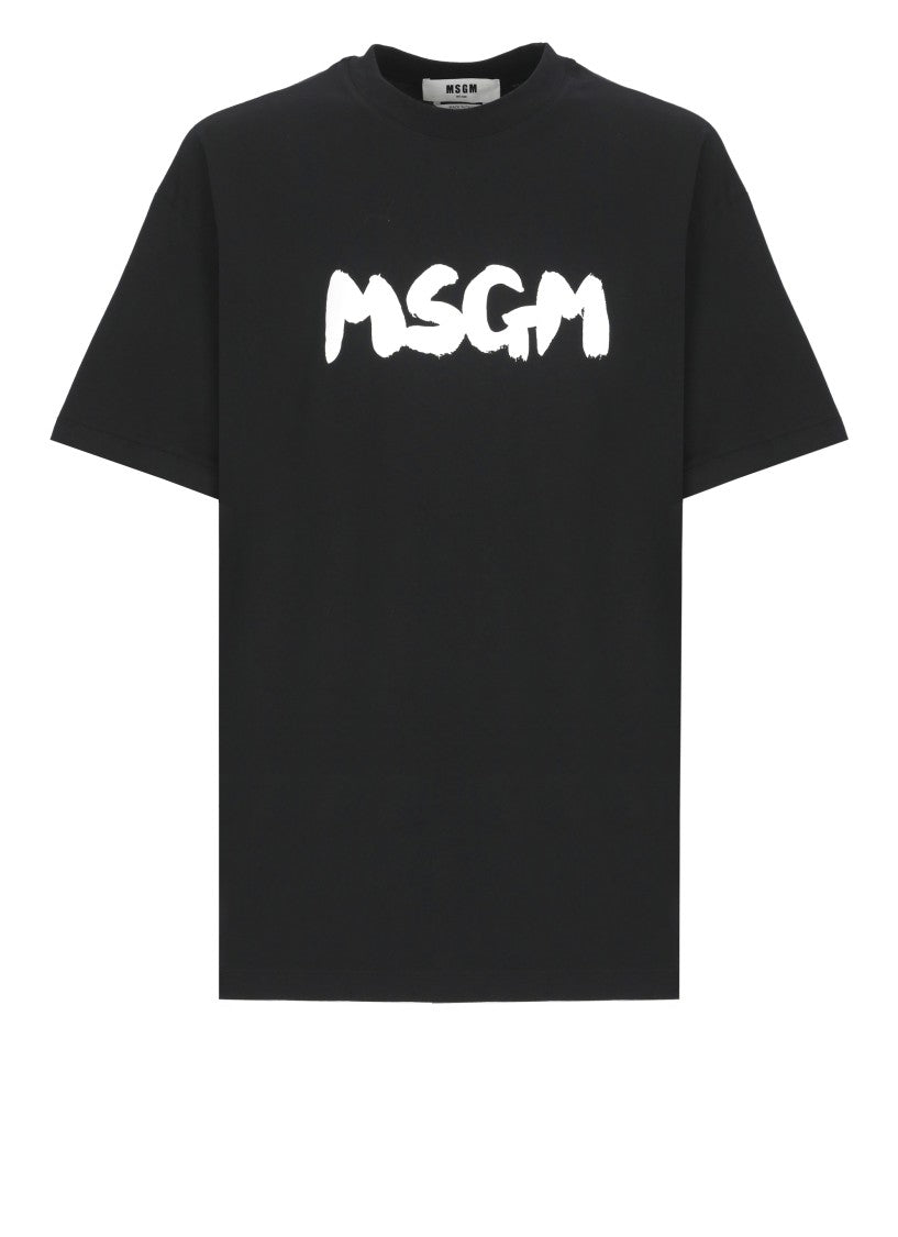 Msgm Black Cotton T-Shirt