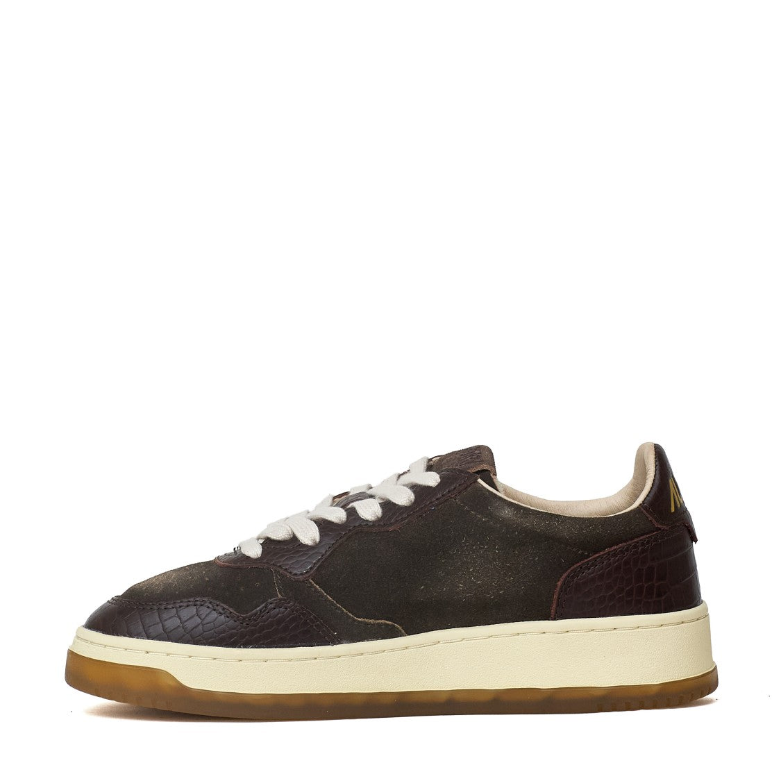 Autry Mustang Medalist Low Suede Crocodile-Print Sneakers