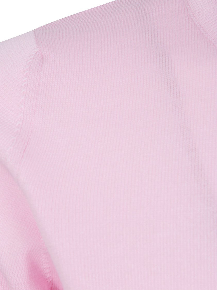 Fabiana Filippi Tailored Light Pink Short-Sleeve Top With Fine Knit Texture