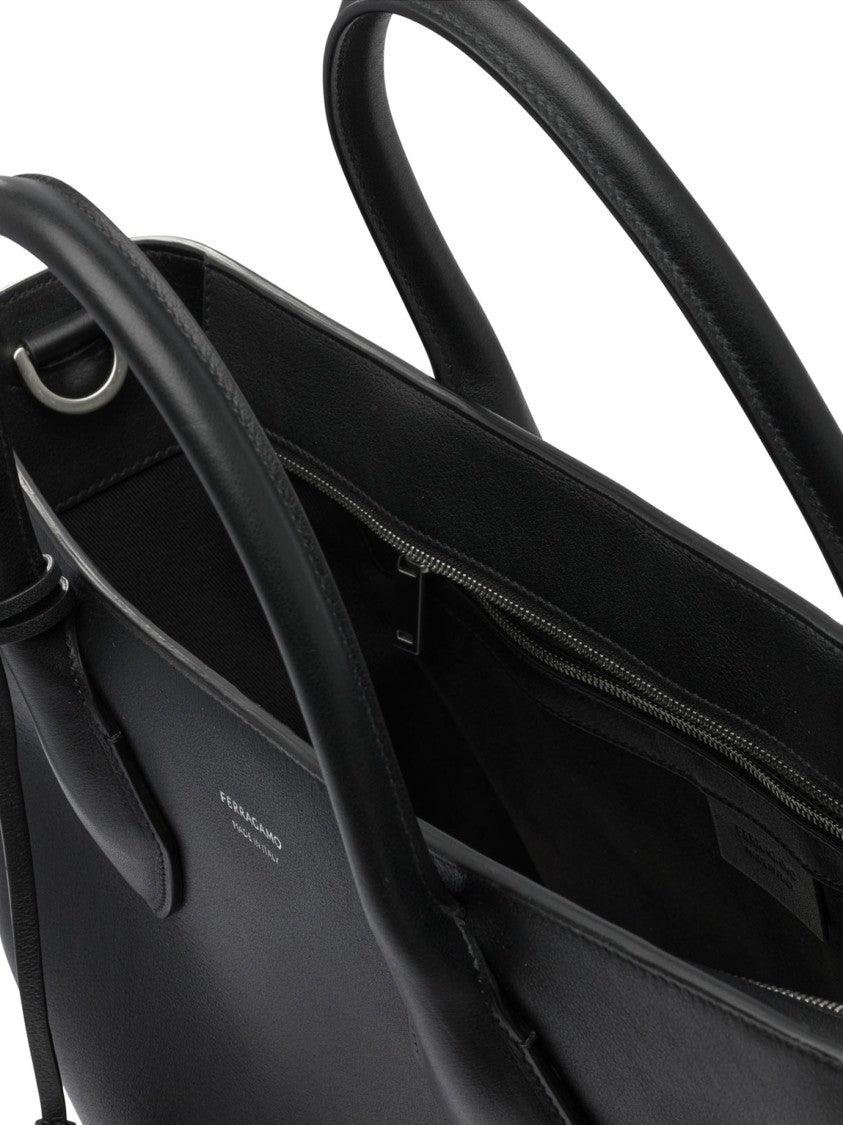 Ferragamo Structured Black Shoulder Bag