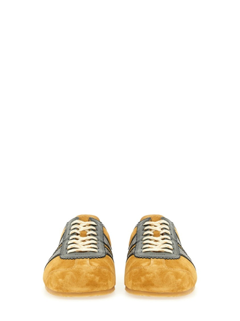 Dries Van Noten Suede Sneaker With Mustard And Black Accents