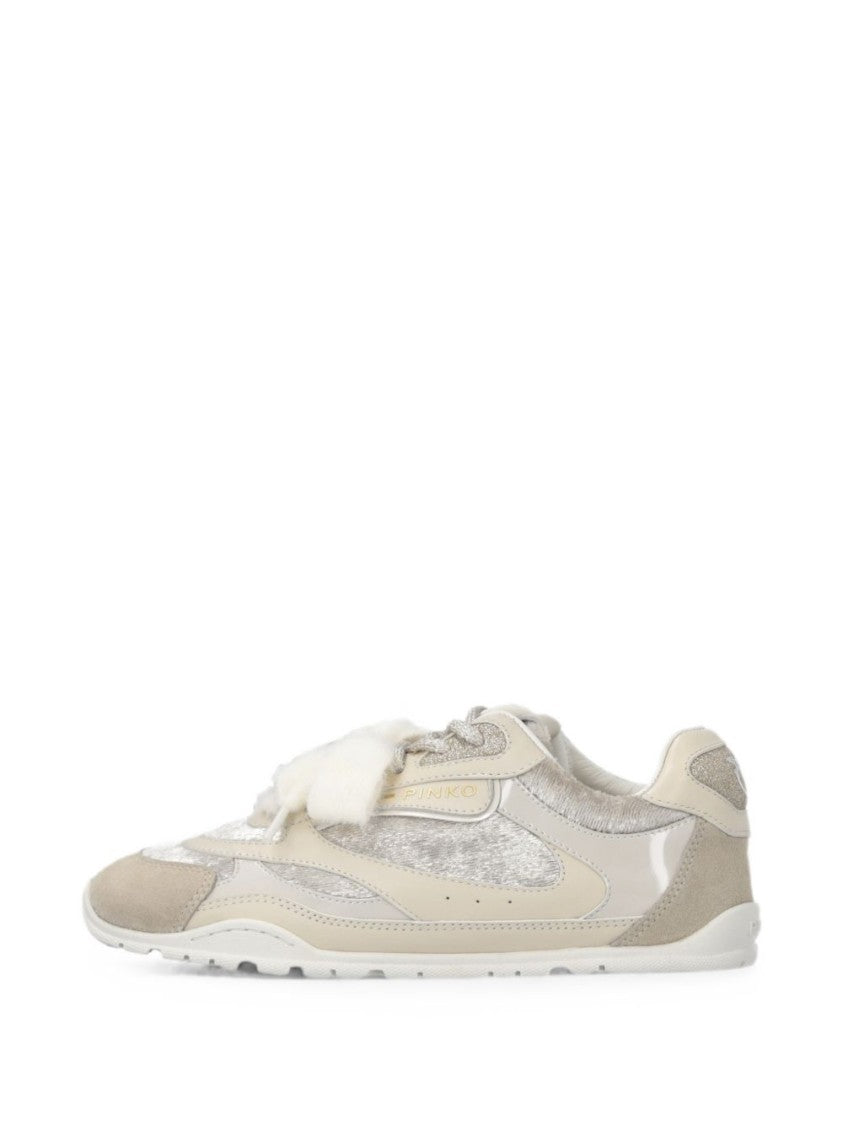 Pinko Textured Plush Bow Detail Sneakers