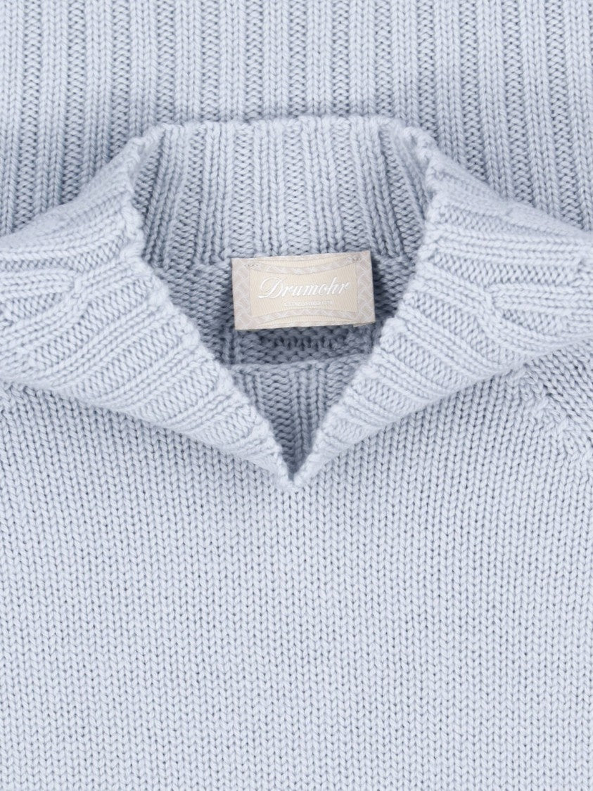 Drumohr Light Blue Merino Wool Crewneck Sweater