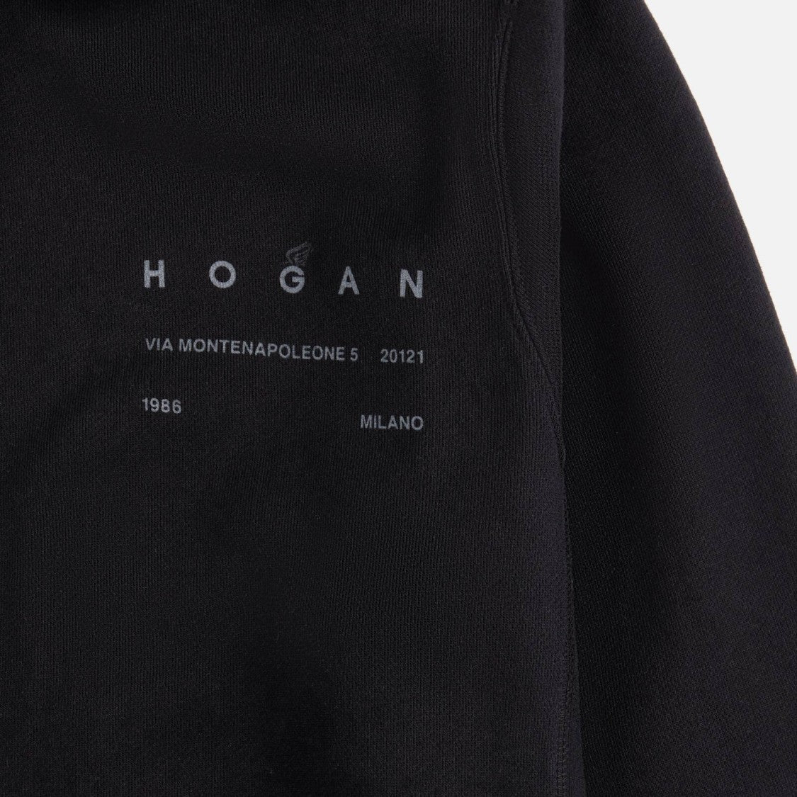 Hogan Refined Black Zip Hoodie In Virgin Wool