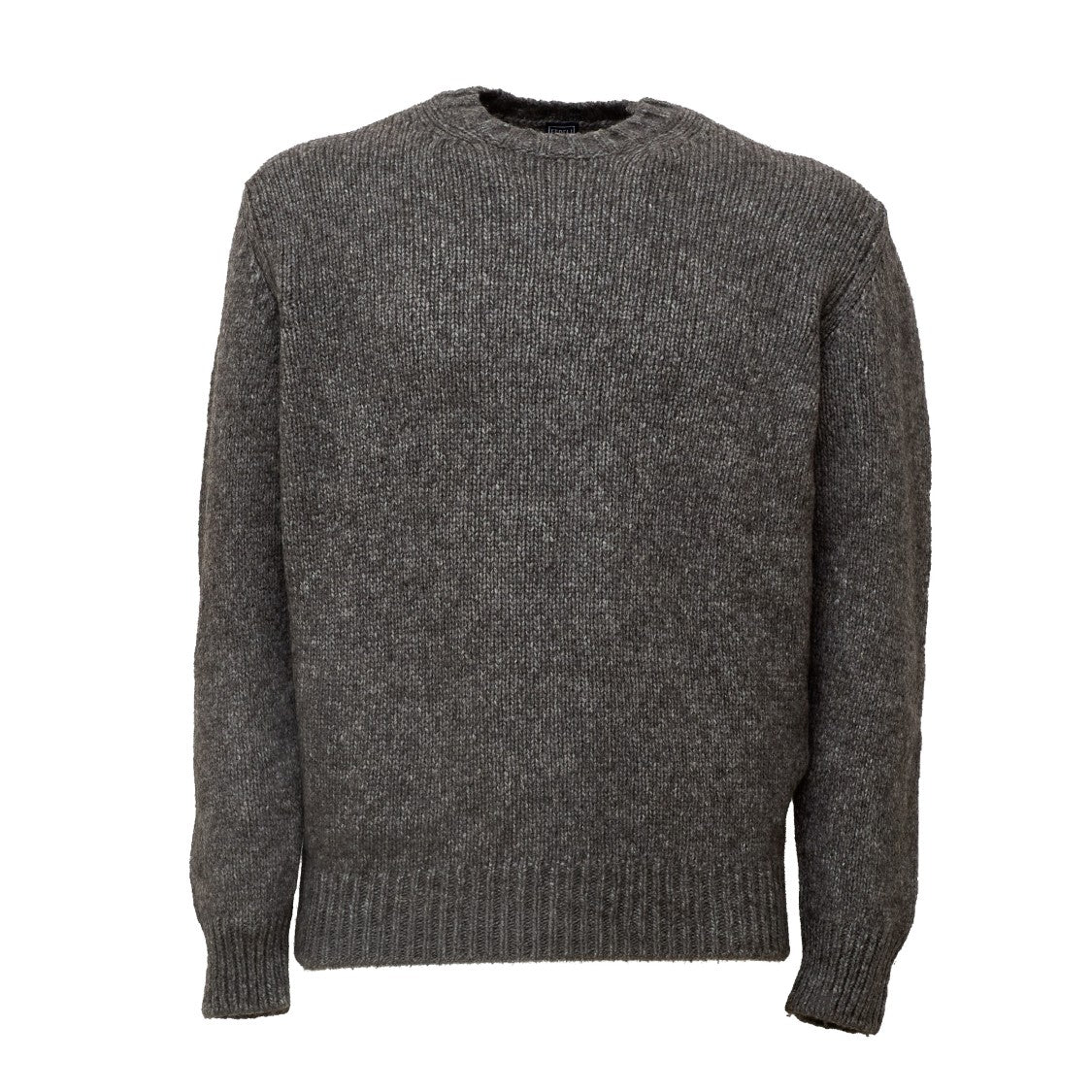 Fedeli Long-Sleeve Grey Crew Neck Sweater With Ribbed Detailing