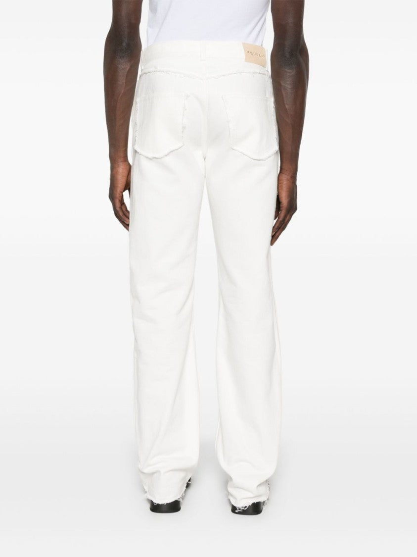Alexander Mcqueen White Raw Cut Jeans With Modern Fit