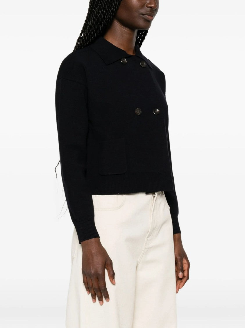 Max Mara Blue Classic Collar Viscose Cardigan