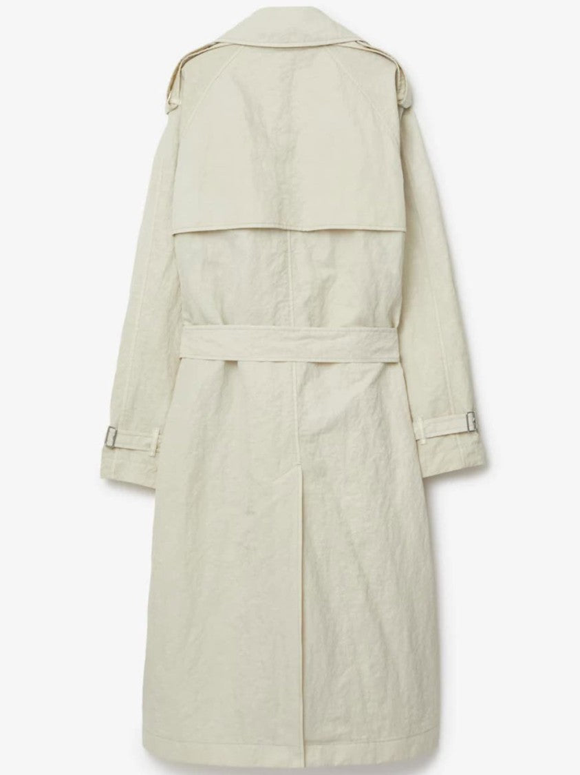 Burberry Long Ruched Nylon B-Buckle Trench Coat