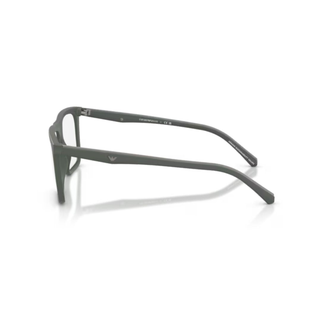 Emporio Armani 0Ea4258 Rectangular Matte Green Eyeglasses With Subtle Logo Detail