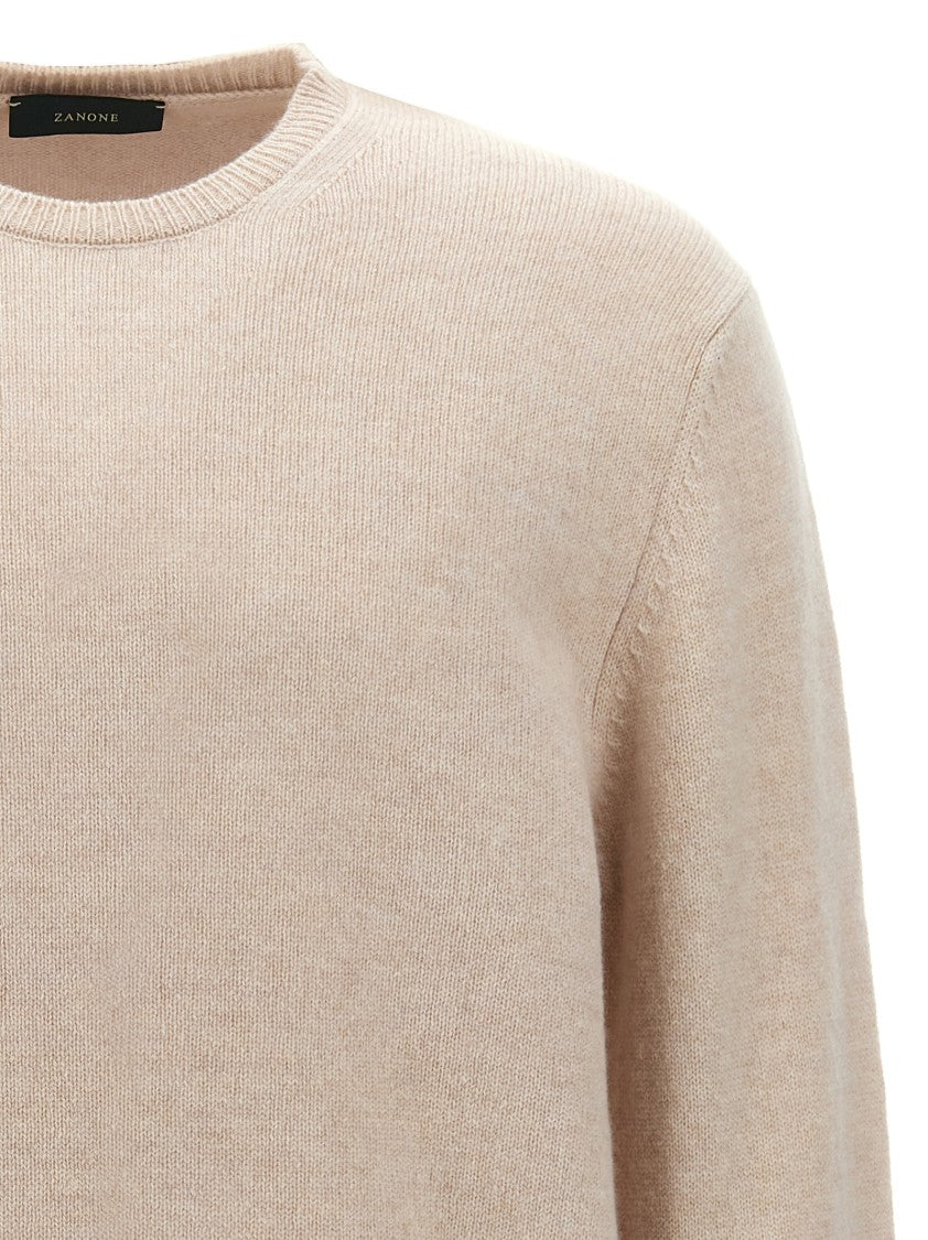 Zanone Ribbed Wool Crewneck Sweater With Cuffed Sleeves