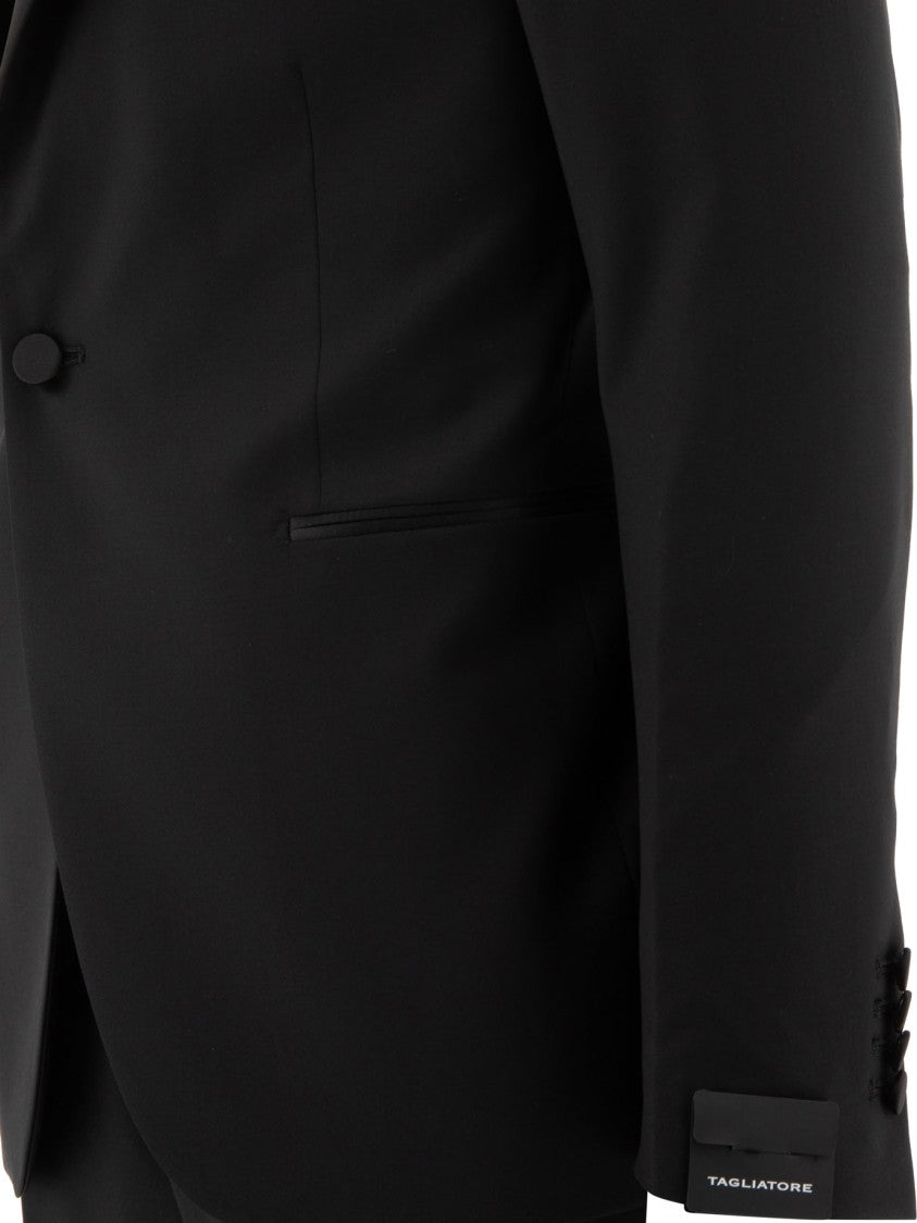 Tagliatore Tailored Black Suit With Notched Lapel