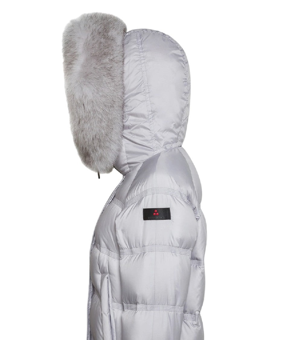 Peuterey Grey Polyester Puffer Jacket With Fox Fur Trim