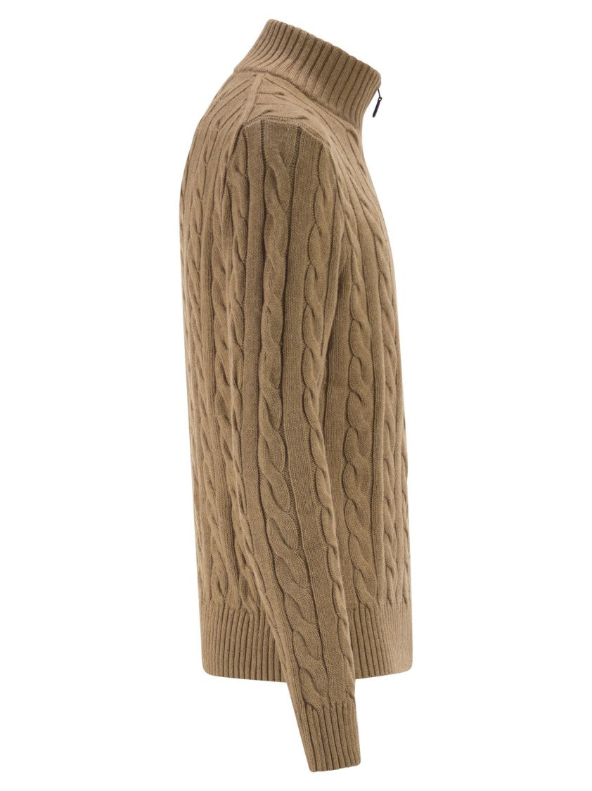 Polo Ralph Lauren Cotton Cable Knit Jumper With Zip Fastening