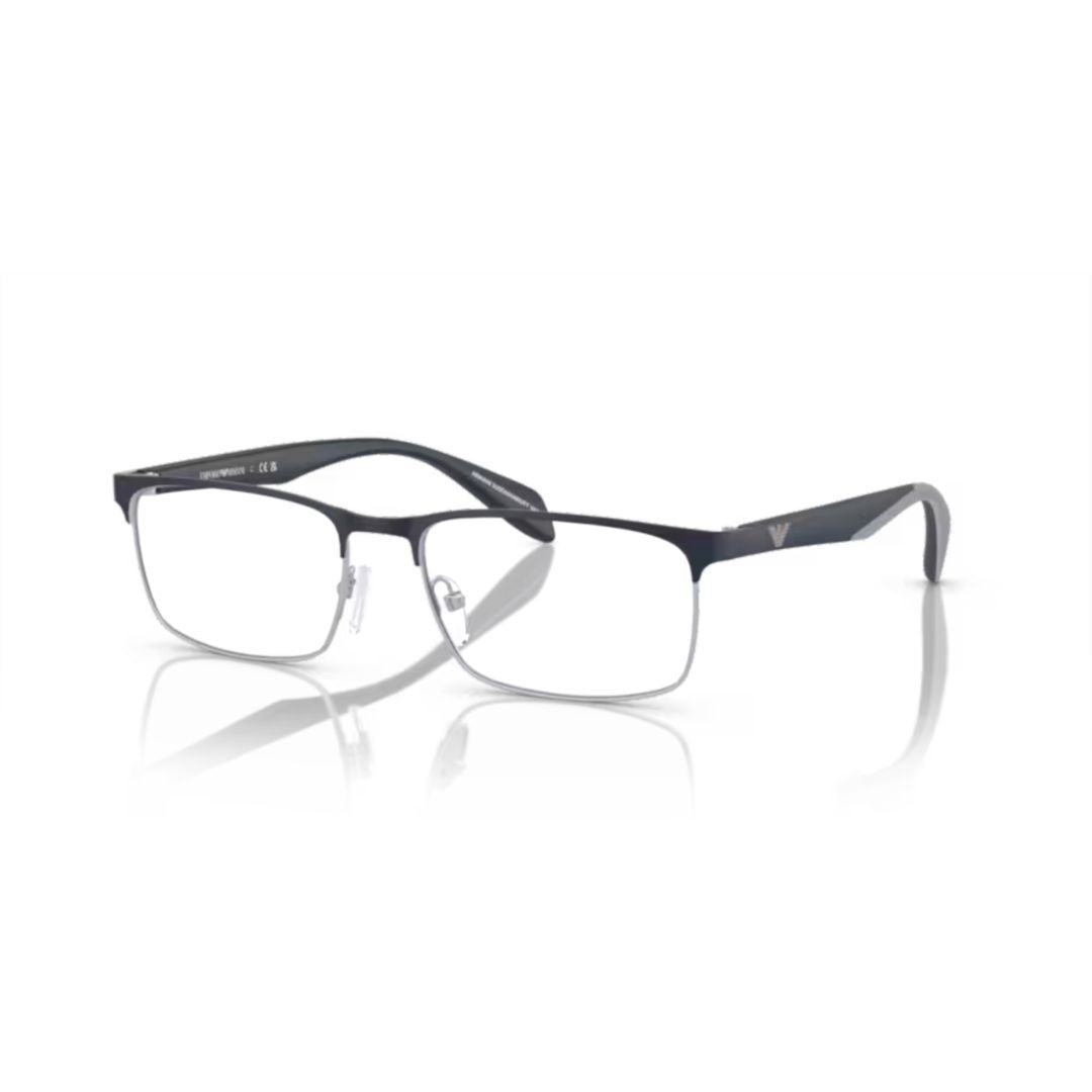 Emporio Armani 0Ea1149 Rectangular Metal Frame Sunglasses With Two-Tone Temples