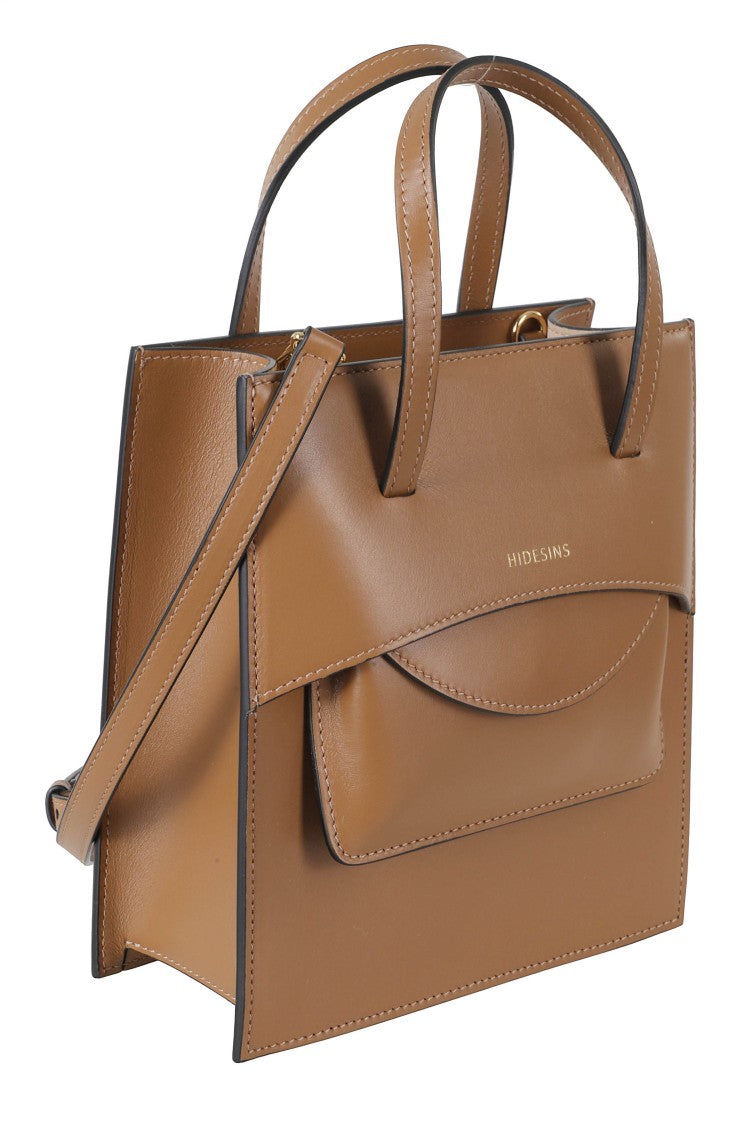 Hidesins Caramel M Premier Front Flap Pocket Leather Handbag