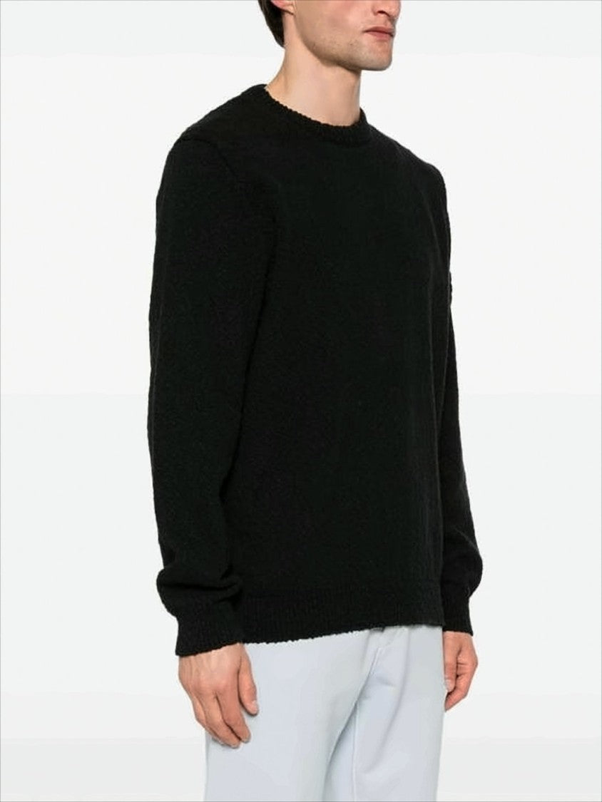 Stone Island Minimalistic Textured Black Knit Sweater By Stone Island