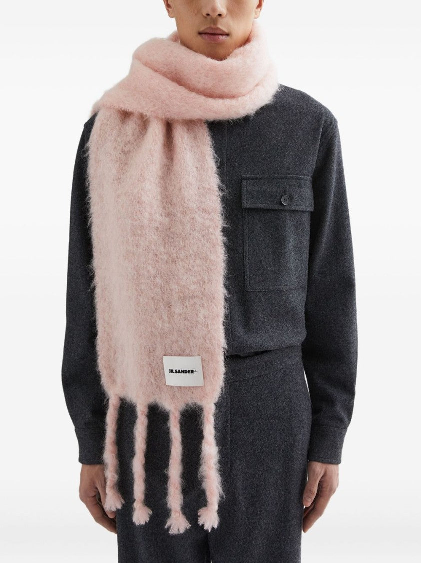 Jil Sander Fluffy Mohair Blend Scarf With Twisted Fringes