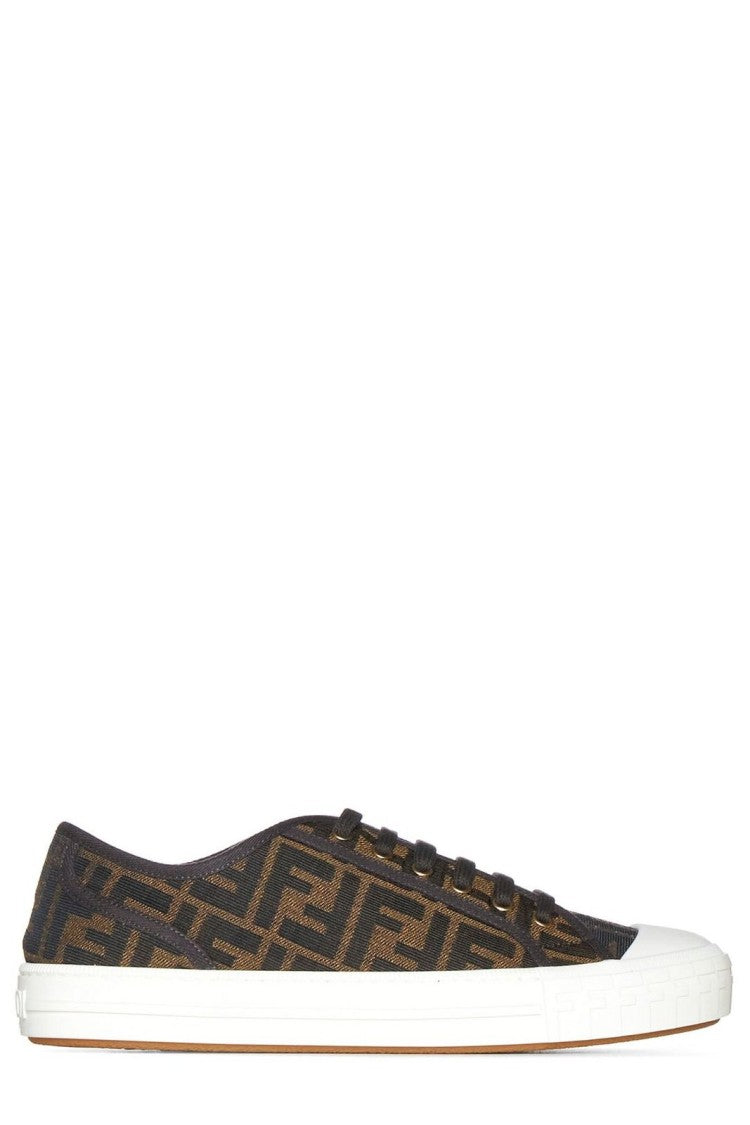 Fendi Low-Top Patterned Sneakers With Geometric Motif