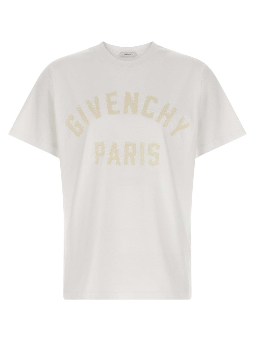 Givenchy Minimalist White Crewneck T-Shirt With Logo Patch