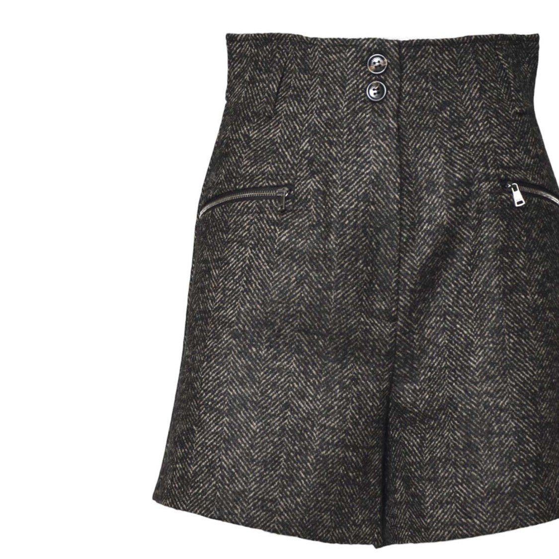 Max Mara Tailored High-Waisted Shorts With Textured Herringbone Pattern
