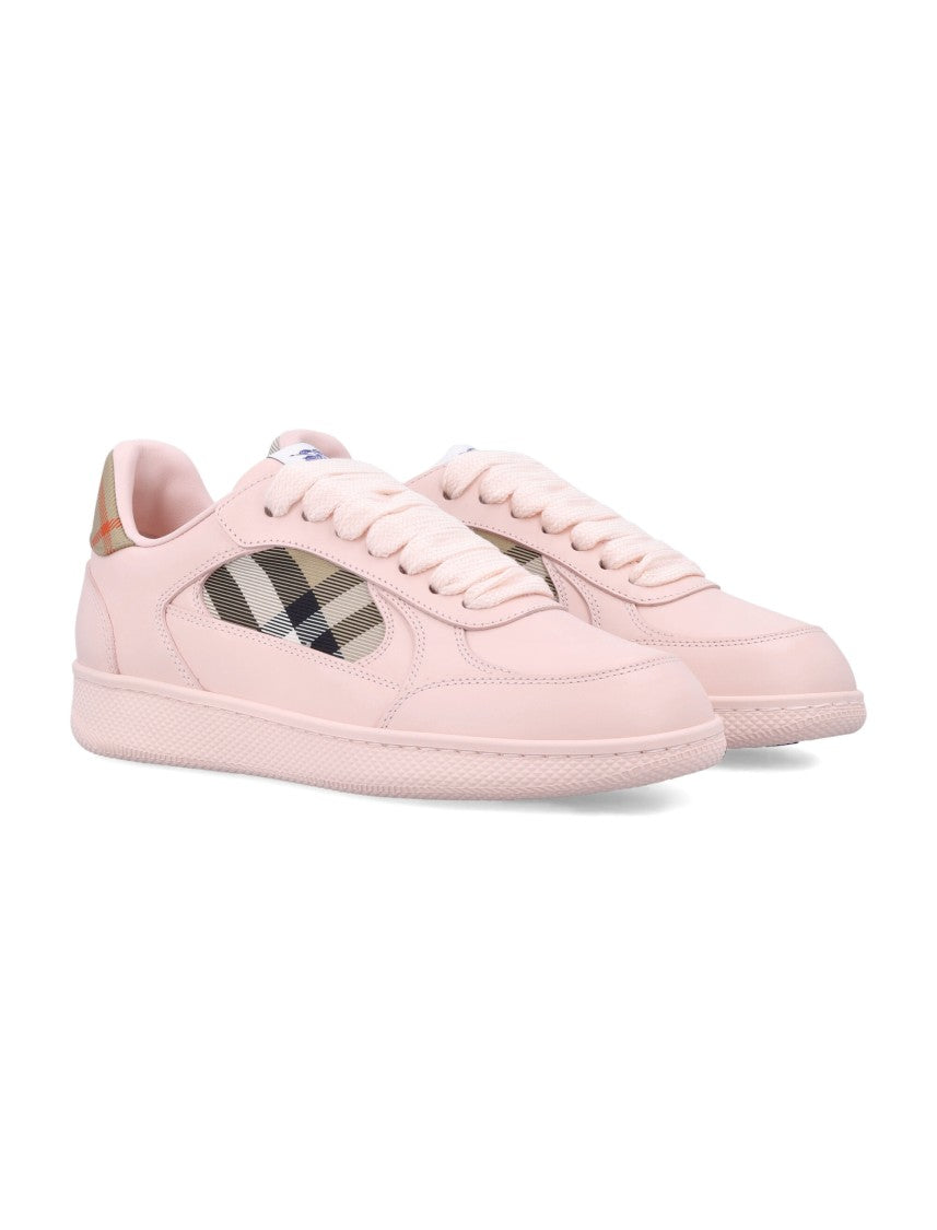 Burberry London Leather And Check Terrace Sneakers