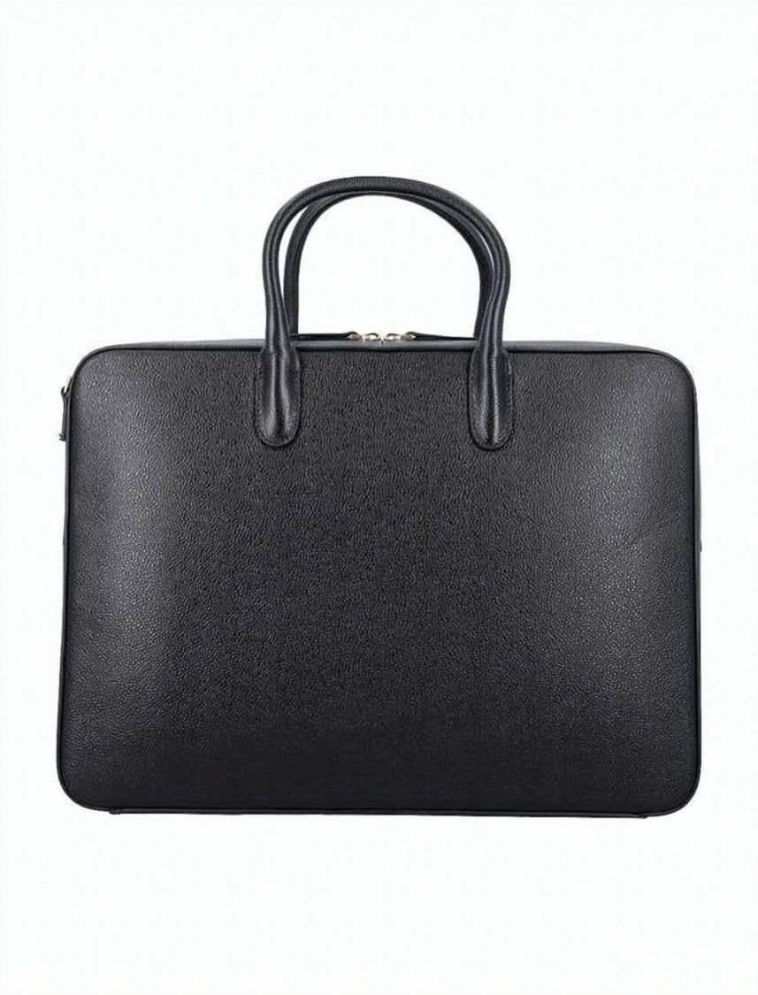 Thom Browne Textured Calf Leather Shoulder Bag With Tri-Color Stripe