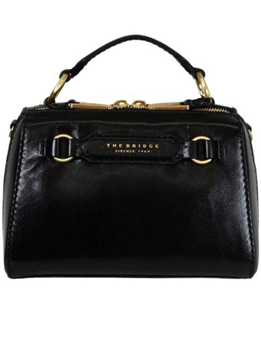 The Bridge Black Top Handle Structured Leather Handbag