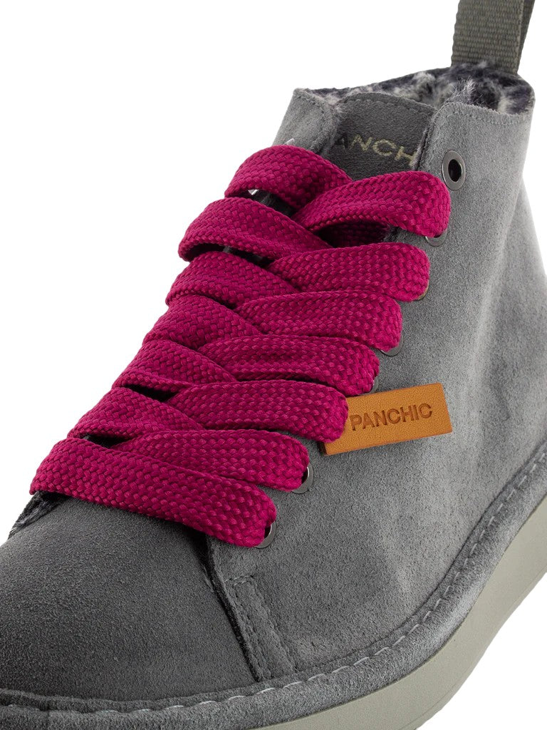 Panchic Grey Suede/Fuchsia Lace Sneakers