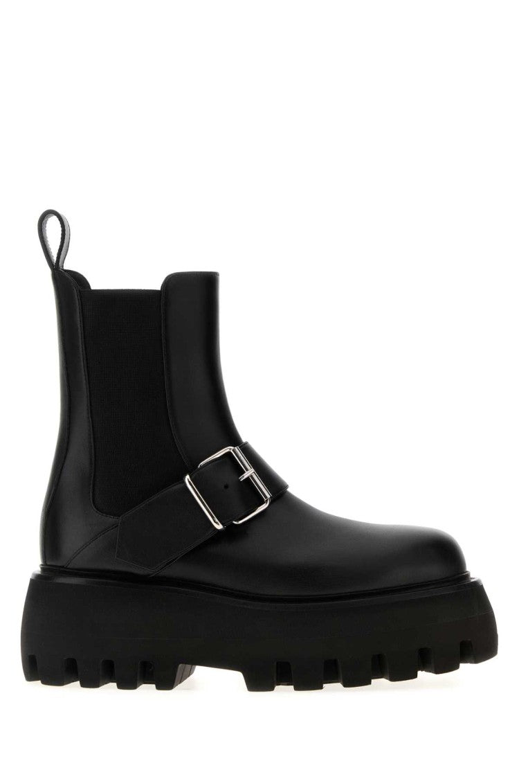 Alexander Mcqueen Black Leather Sofa Ankle Boots