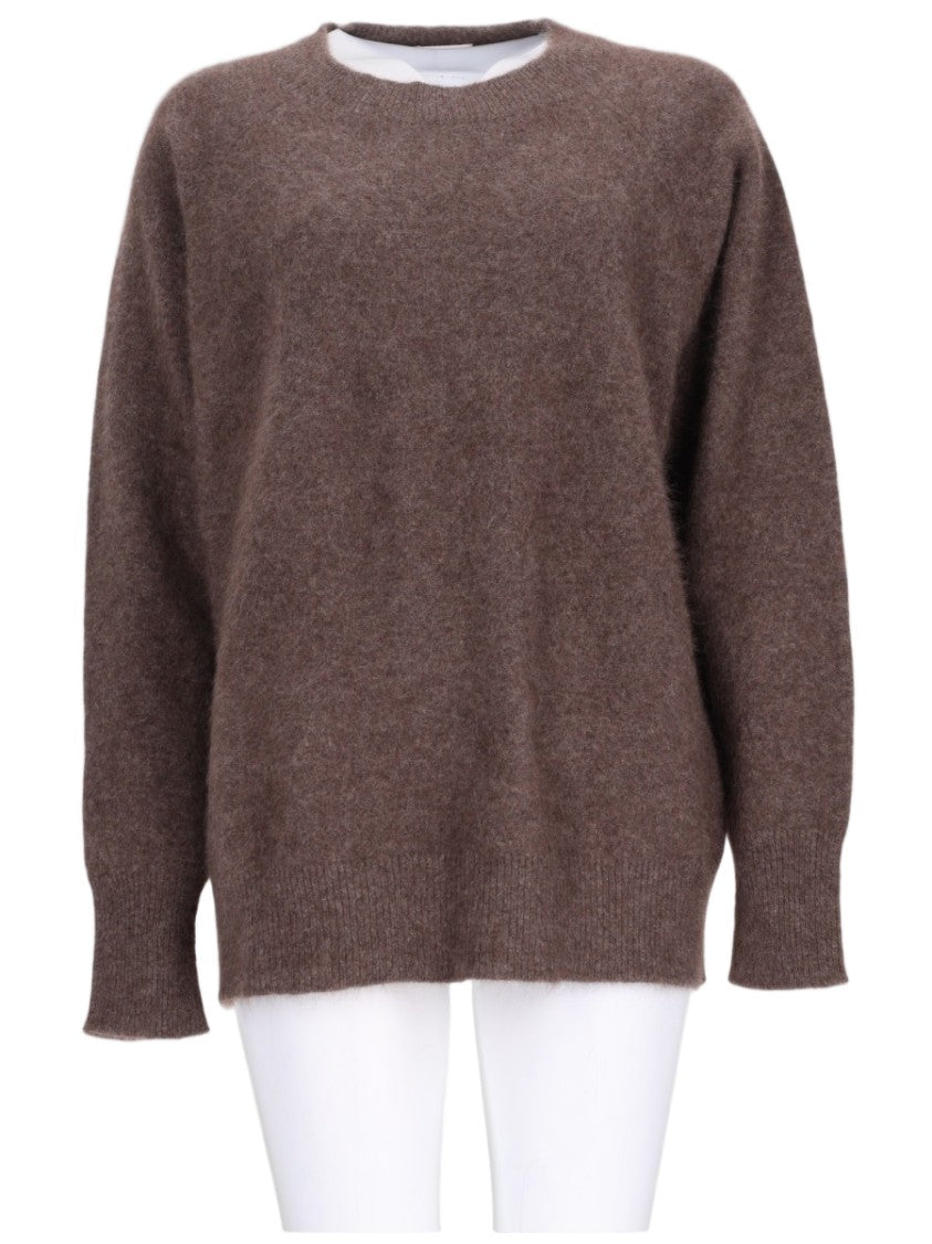 P.A.R.O.S.H. Soft Fuzzy Knit Sweater With Relaxed Fit And Ribbed Details