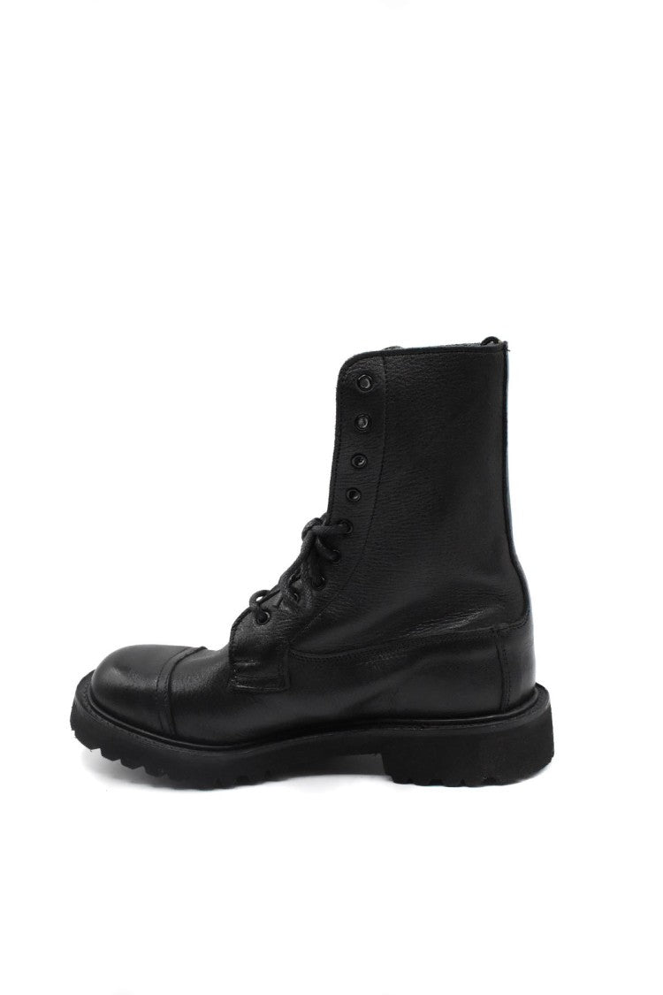 Tricker's Black Lucia Lace-Up Cap Toe Leather Lug Sole Boots