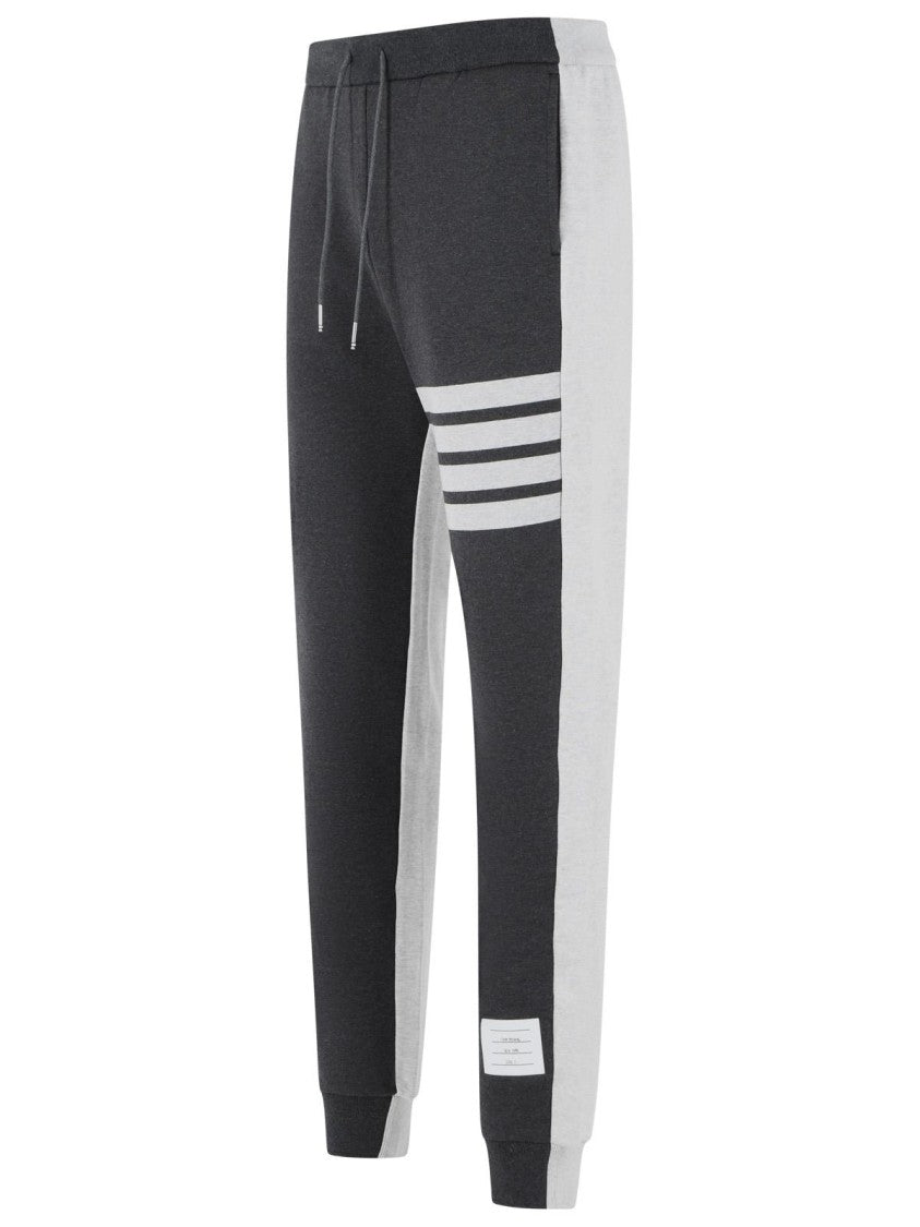 Thom Browne 'Colorblock 4 Bar' Grey Cotton Pants