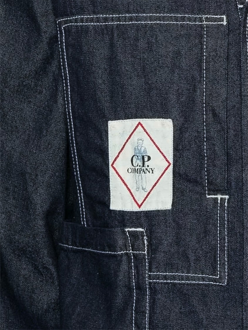 C.P. Company Denim Jacket With Structured Collar And Logo Patch