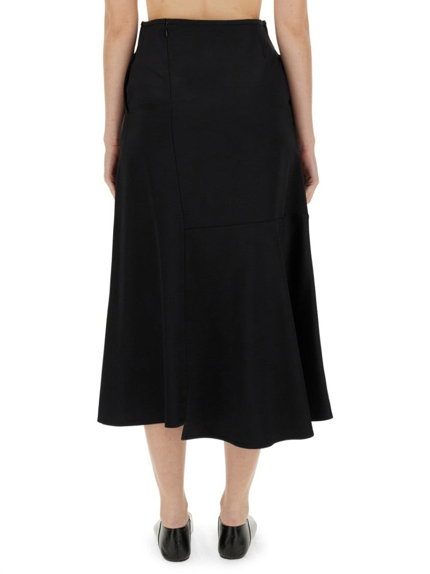 Jil Sander Flared Black Midi Skirt
