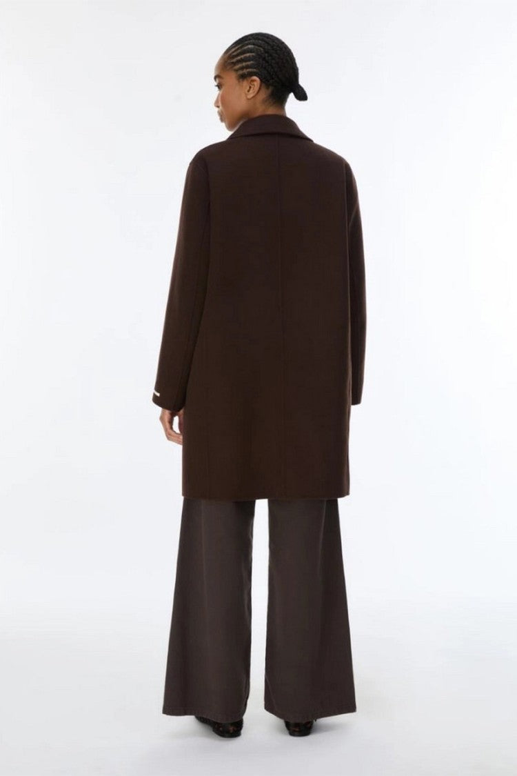 I Blues Dark Brown Single-Breasted Three-Button Coat