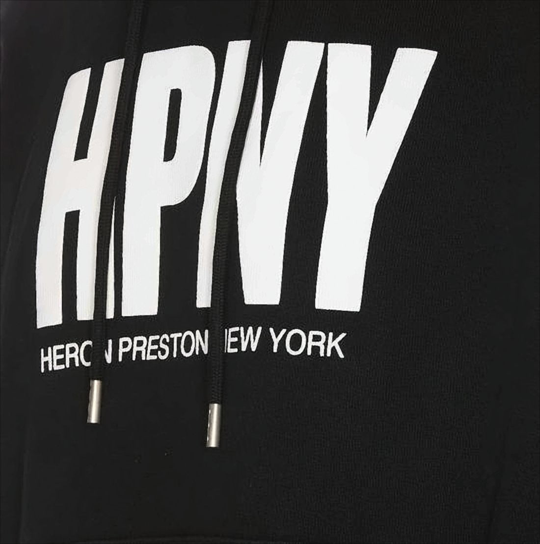 Heron Preston Black Hoodie With Bold Logo And Unique Sleeve Detail