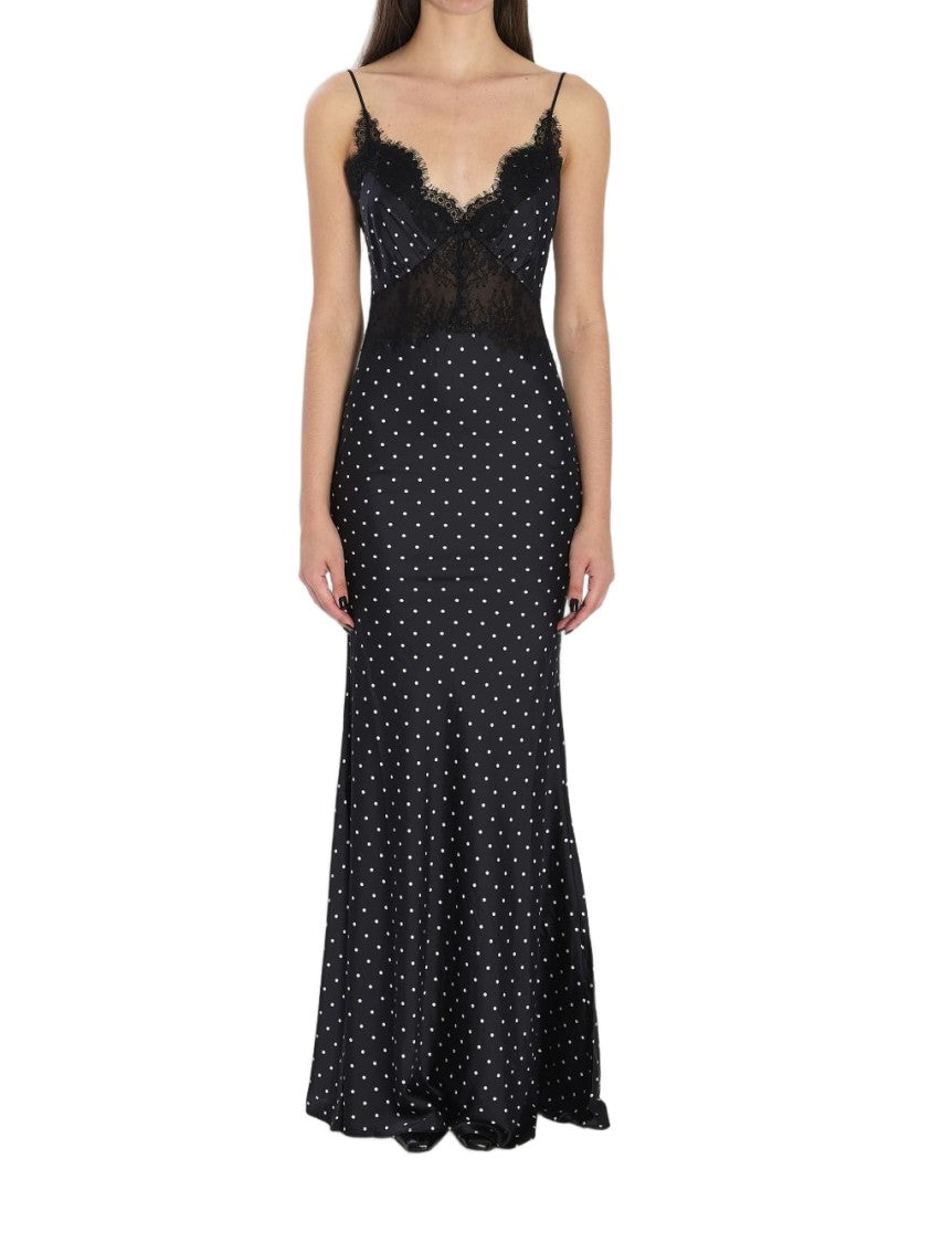 Self-Portrait Long Black And White Polka Dot Dress
