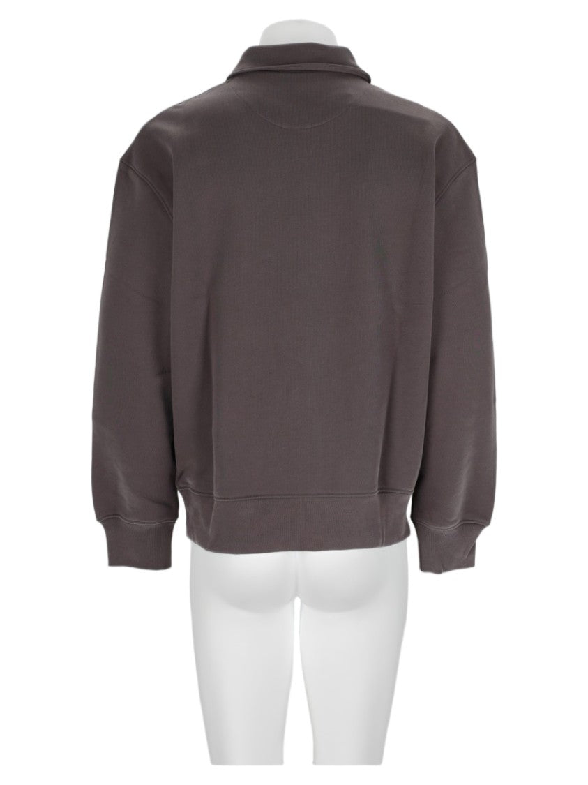 Maison Kitsuné Brown Half-Zip Fox Logo Cotton Sweatshirt